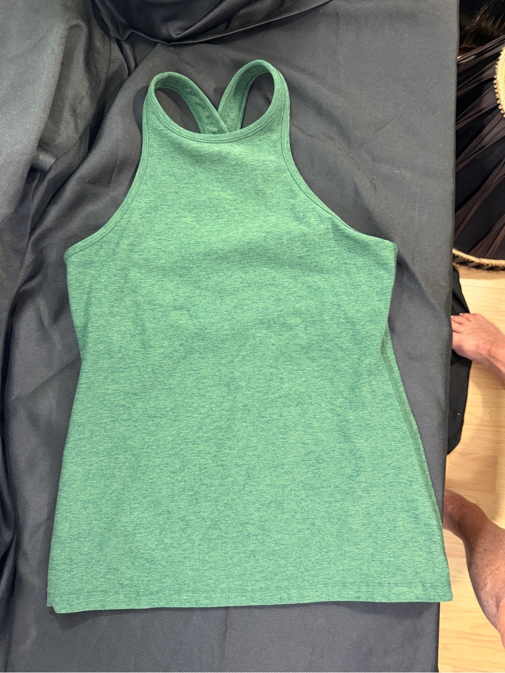 Beyond Yoga Heathered Mint Green High-Neck Racerback Muscle Tank